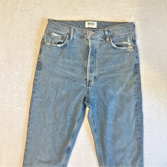 AGOLDE Nico High Rise Raw Edge Cropped Button Up Jean in Rooted Women's 27 - Picture 9 of 12